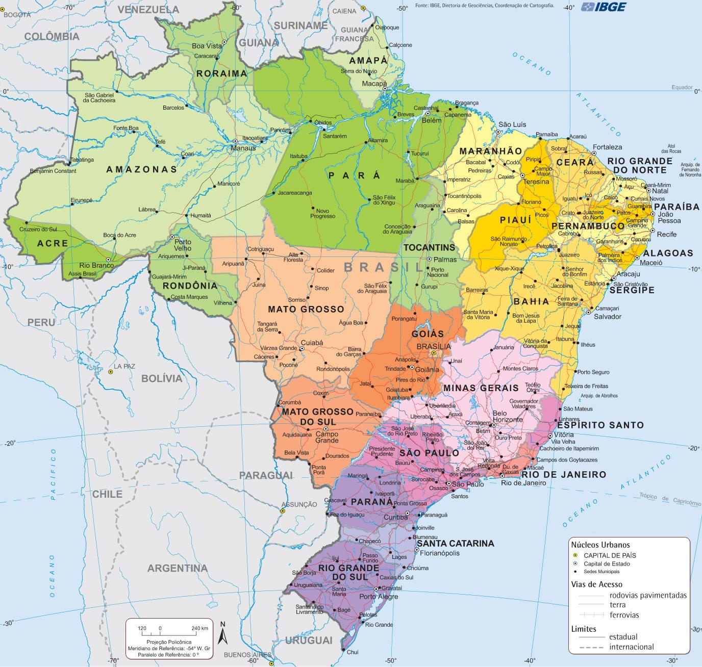 Map Of Brazil With Cities 