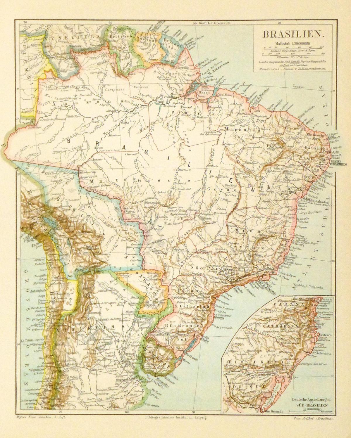 Historical map of Brazil