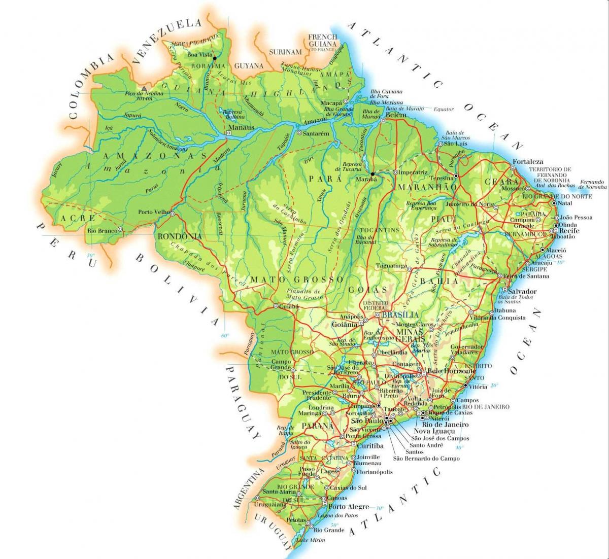 Brazil altitude map