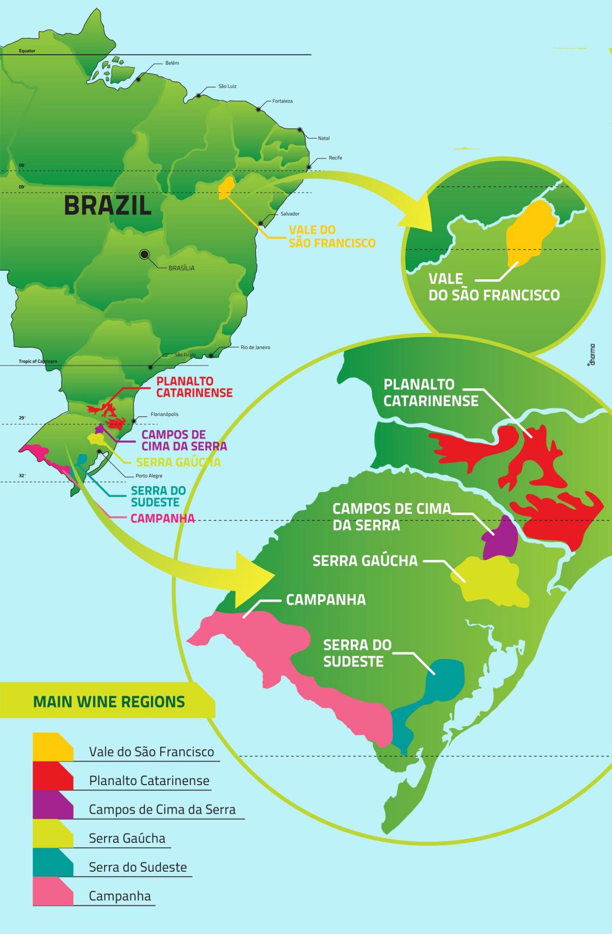 Brazil vineyards map