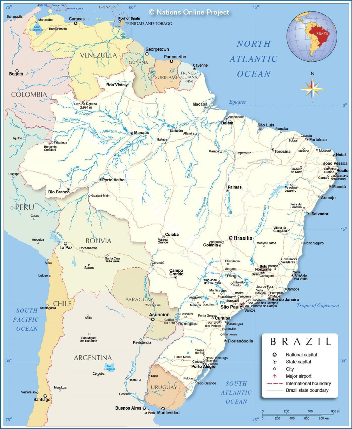 Large map of Brazil